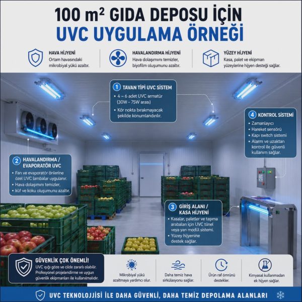 100 m² Gıda Deposu İçin Örnek UVC Uygulaması